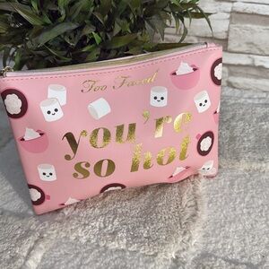 Too Faced Pink Makeup Bag with Marshmallow Design